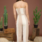 WIDE STRIPE SPAGHETTI STRAP BELTED JUMPSUIT