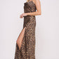 Savage Nights Leopard Satin Maxi Slip Dress