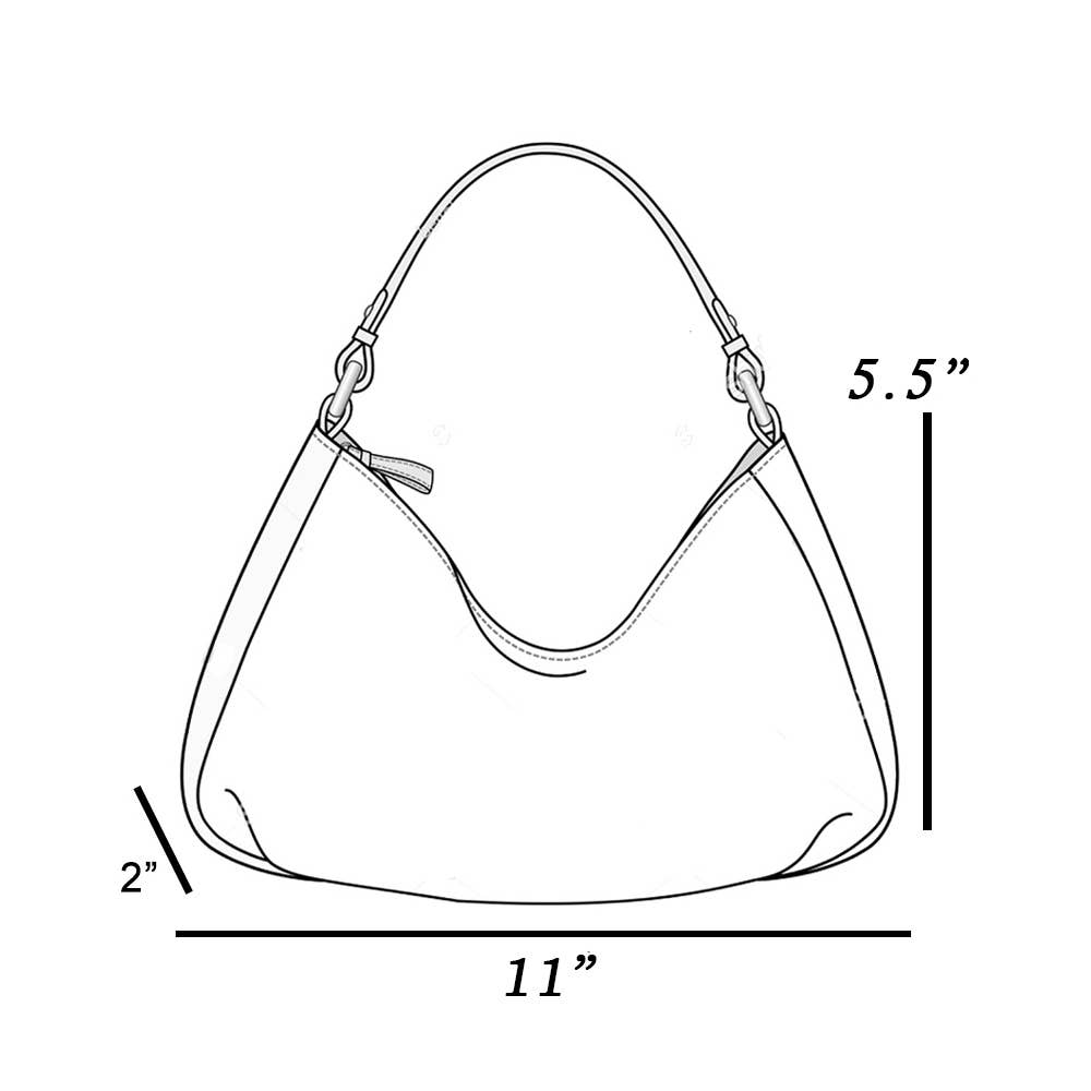 Glossy Faux Leather Rivet Trim Shoulder Bag
