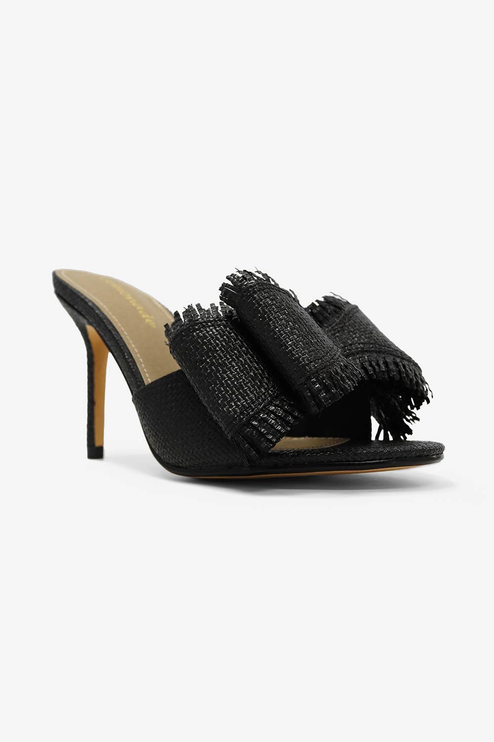 BEACH HOUSE - Raffia Bow Mules, Woven Finish, Stiletto Heel