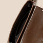 Glossy Leather Rivet Trim Shoulder Bag