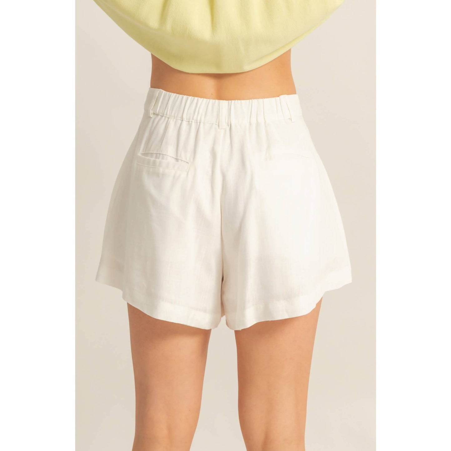HF25A652-Linen Mid-Rise Flared Shorts