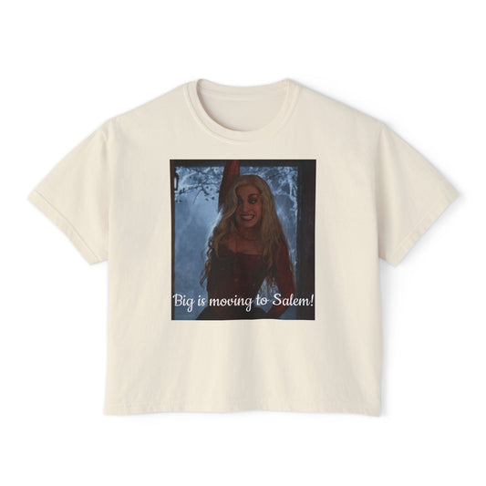 Salem Inspired Women's Boxy Tee, Big is Moving to Salem Shirt, Casual Graphic Tee, Halloween Apparel, Witchy Gifts, Fall Fashion