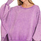 Acid Wash Batwing Sleeve Fleece Sweatshirts