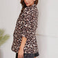 LEOPARD PRINT 3/4 RUCHED SLEEVE BLAZER(80172-LEOPARD#1)
