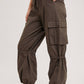 HIGH-RISE DRAWSTRING CARGO WIDE LEG PANTS