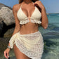 3PCS Solid Color Lace Backless Swimwear