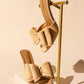 BEACH HOUSE - Raffia Bow Mules, Woven Finish, Stiletto Heel
