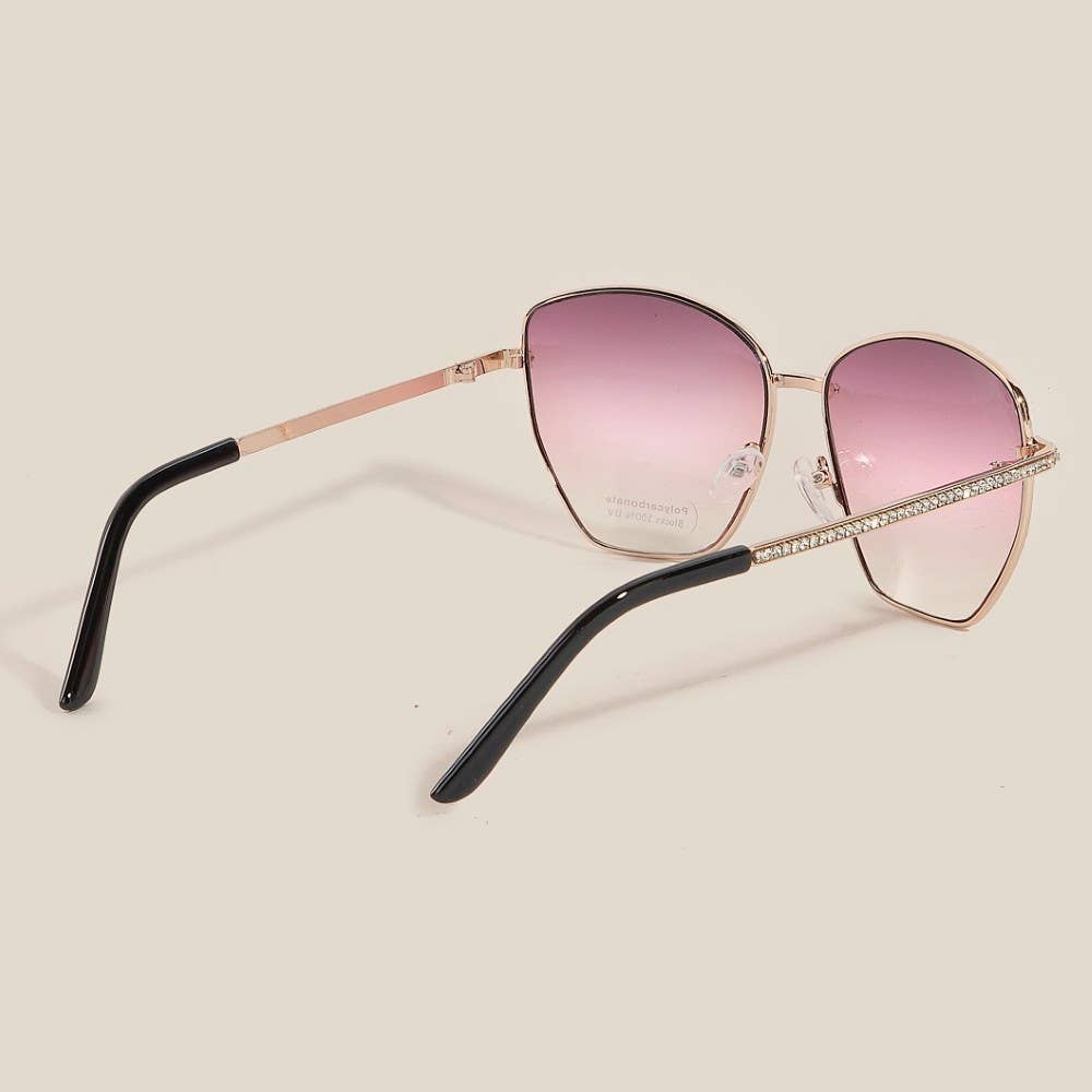 Rhinestone Accent Aviator Sunglasses Set