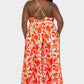 BCCJ71690 PLUS   Suspender Print Pleated Jumpsuit