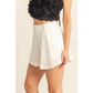 HF25A652-Linen Mid-Rise Flared Shorts