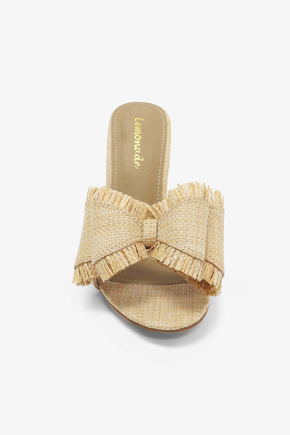 BEACH HOUSE - Raffia Bow Mules, Woven Finish, Stiletto Heel