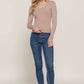 Long Sleeve Scoop Neck with Lace Trim Rib Knit Top