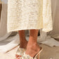 KIDMAN - Raffia Floral Heels, Rhinestone Embellishments