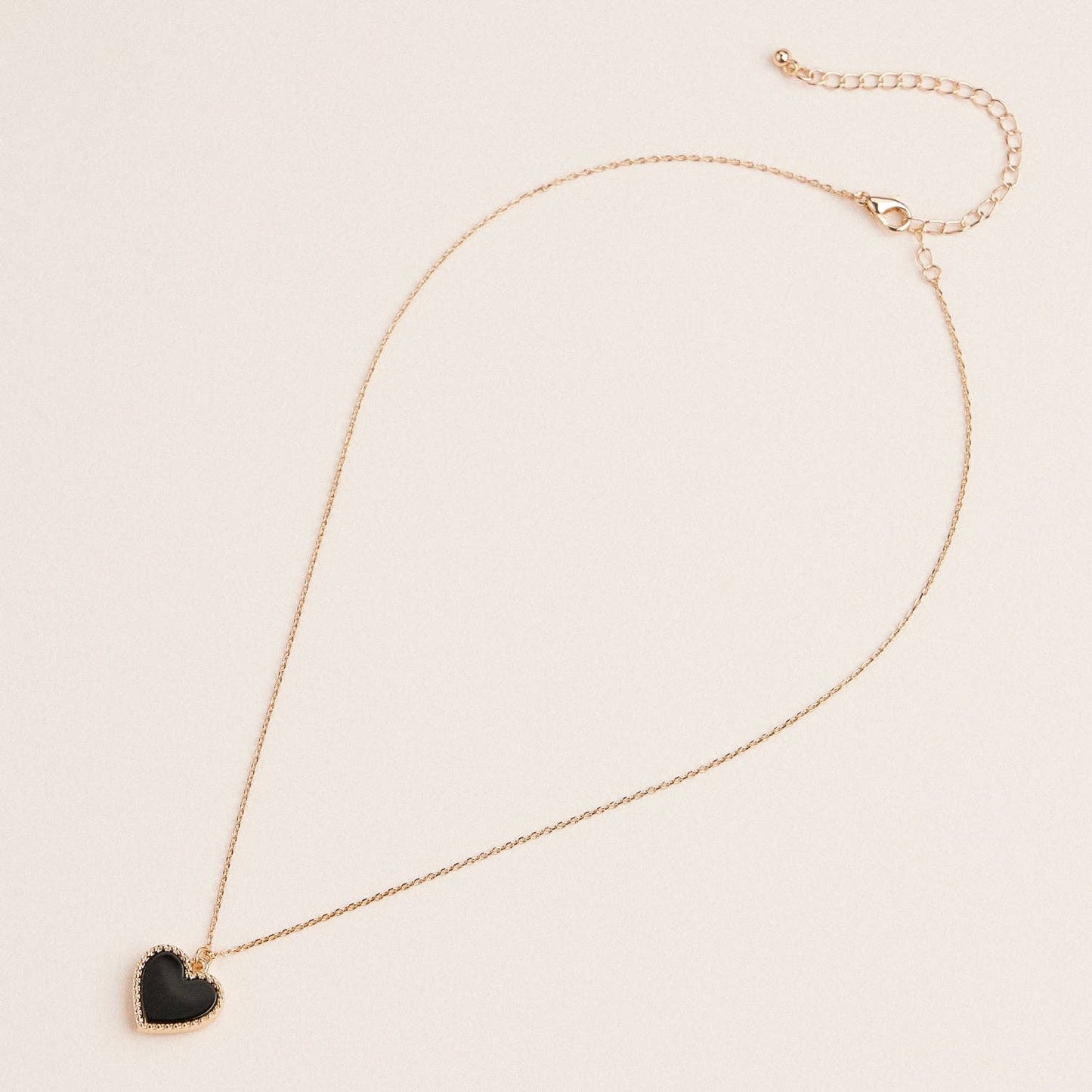 Gold Heart Pendant Necklace with Enamel and Crystal Charm