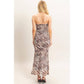 Strapless Printed Mesh Maxi Dress