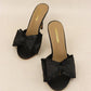 BEACH HOUSE - Raffia Bow Mules, Woven Finish, Stiletto Heel