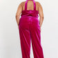Plus Size Velvet Cowl Neck Jumpsuit
