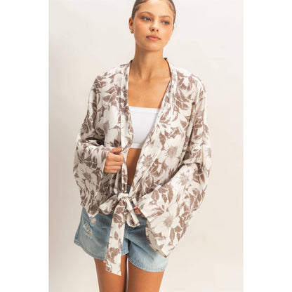 Floral Tie-Front Kimono
