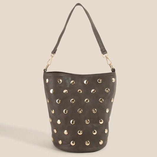 Studded Leather Bucket Bag