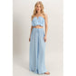 HF25E001-SET-Ruched Top And High Waist Pants Set