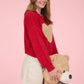 HEART JACQUARD CREW NECK KNIT PULLOVER SWEATER