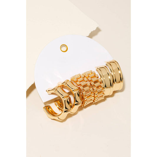 3Pc Mixed Hoop Style Earrings Set