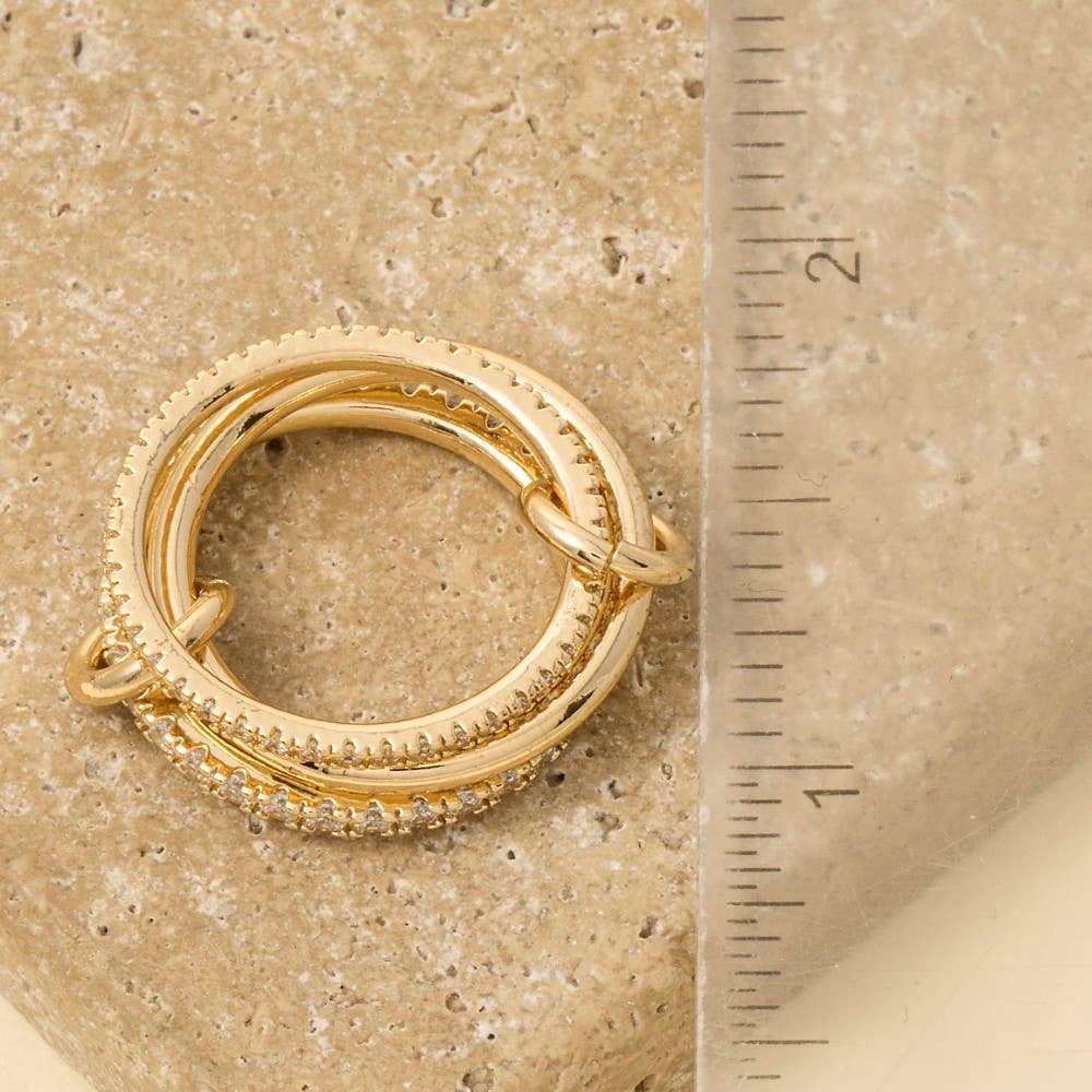 3 Piece Linked Pave Band Rings Set