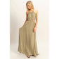 HF25E129-Side Cutout Side Slit Maxi Dress