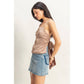 DZ25C126-Satin Back Tie Detail Sleeveless Top