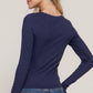 Long Sleeve Scoop Neck with Lace Trim Rib Knit Top
