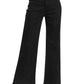 Acid Wash Frayed Hem Straight Wide Denim Pants