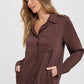 STUDDED EPAULETTE BUTTON UP SHIRT