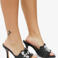 KIDMAN - Raffia Floral Heels, Rhinestone Embellishments