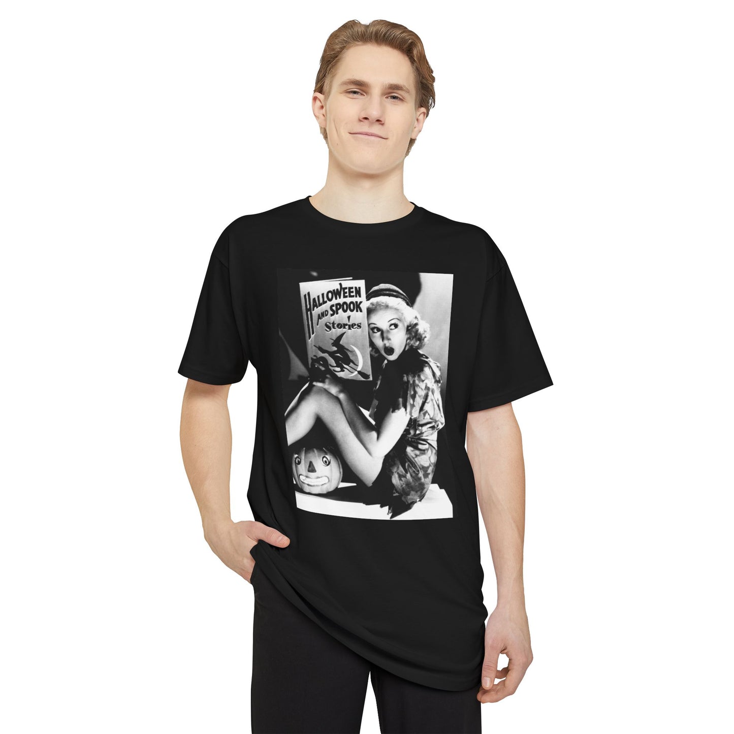 Spooky Stories Tee, Vintage Halloween Art Shirt, Unisex Long Body T-Shirt, Spooky Style Top, Casual Fall Fashion