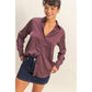 Desiree Smooth Satin Blouse With Collared Neckline