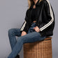 Long Sleeve Line Detail Faux Leather Jacket