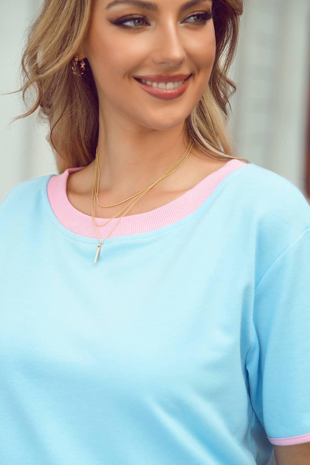 Bar Pendant Layered Adjustable Chain Necklace