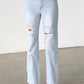 High Rise Straight Leg Denim Jeans-7106
