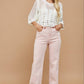 STRAIGHT LEG WASHED CUFFED JEANS Mauve