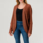 Brushed Waffle Knit Cocoon Shape Cardigan, J746