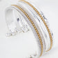 Dual-Tone Chain Ball Textured Layered Metal Open Cuff Bracelet