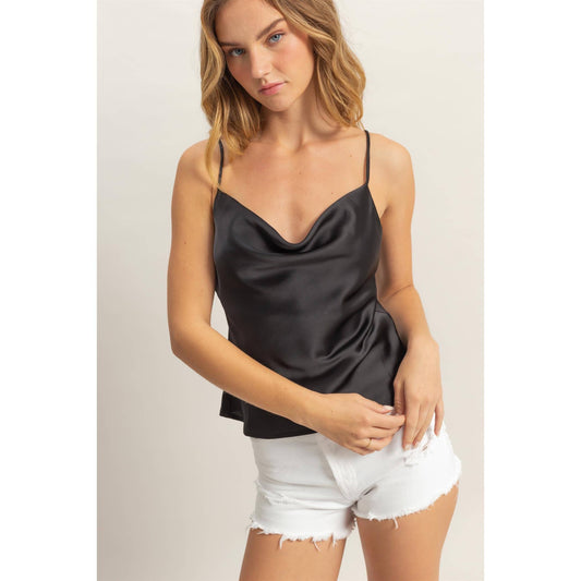 DZ25C247-Basic Satin Cami Cowl Neck Top