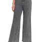 .SI-24919 Acid Washed Frayed Cutoff Hem Straight Wide Pants 0607