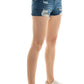 STRETCH HIGH RISE RIPPED FREY HEM DENIM SHORTS