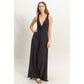 HF25C959-Knotted Bust Sleeveless Jersey Jumpsuit