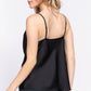 `' SLIM FIT COWL NECK SATIN CAMI TOP