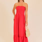 Strapless boho smocked top airflow maxi dress