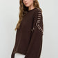 CONTRAST STITCH DETAIL MOCK NECK CHUNKY SWEATER