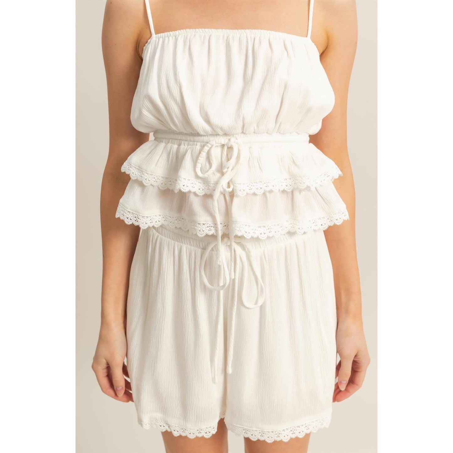 HF25E205-SET-Peplum Cami Top And Shorts Set